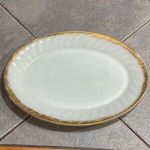 Fire King White Platter with Gold Trim